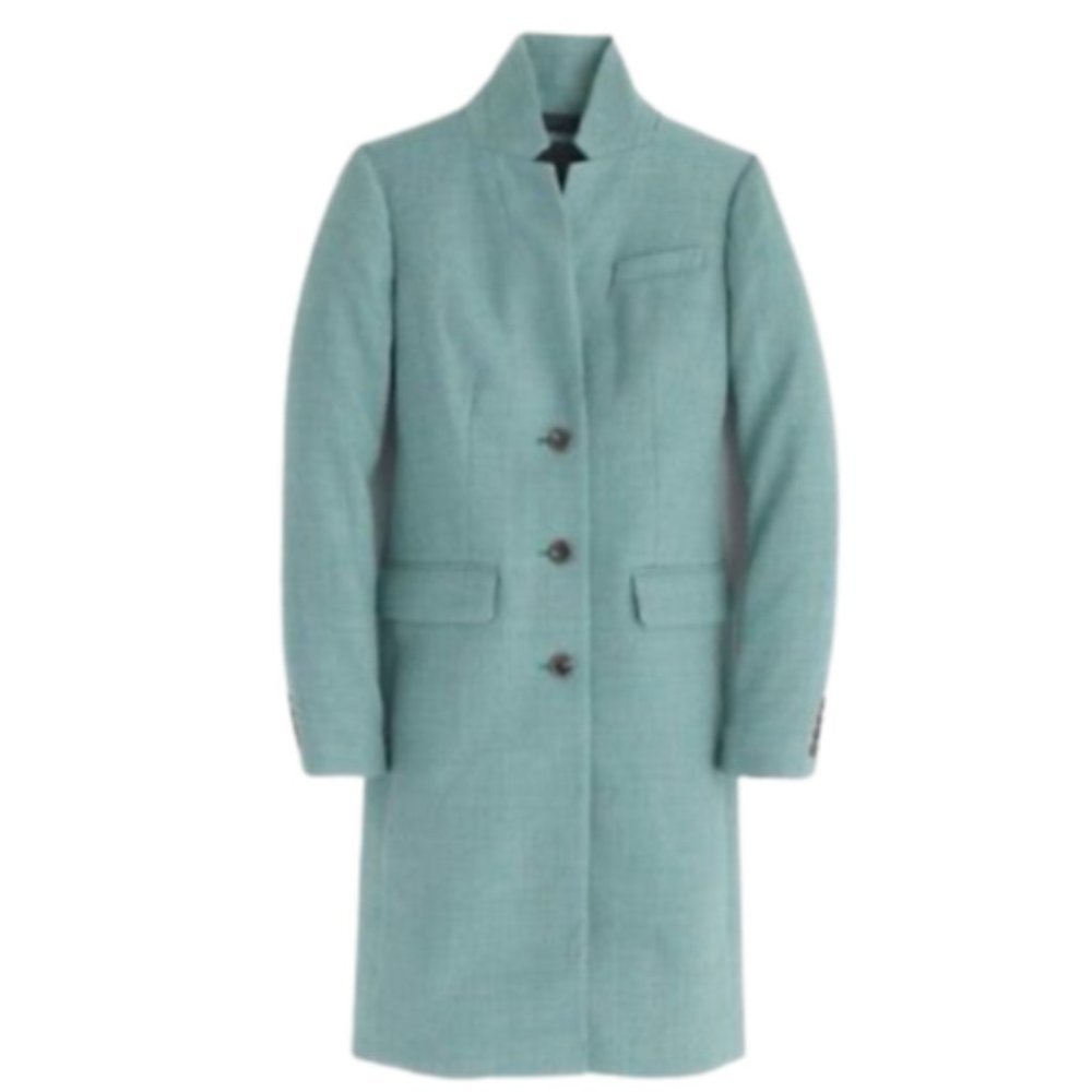 NWOT JCREW Regent Top Coat Womens 10 P Petite Ash Blue Double Serge Wool NEW
